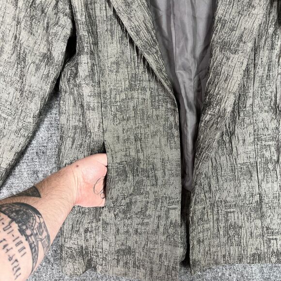 Eileen Fisher Jacket Womens M Gray Silk Blend Open Should Pad Business‎ Formal - Picture 7 of 11